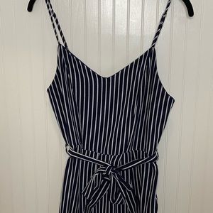Monteau Blue & White Stripped Jumpsuit Size Large.